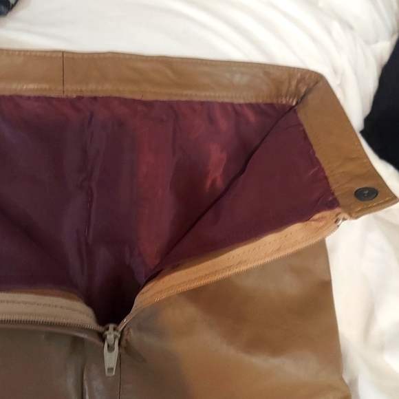 Vintage 70's Leather Mini Skirt Women's Size Small Highwaisted Brown Retro RARE - Picture 8 of 8
